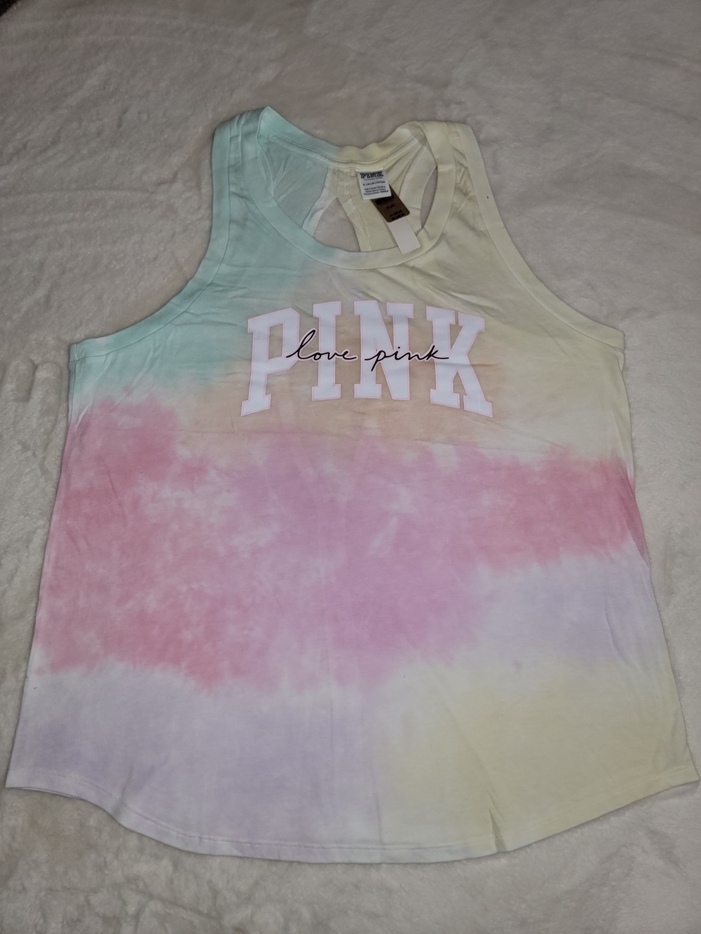 PINK Victoria's Secret Cream Scoop Neck Tank Top